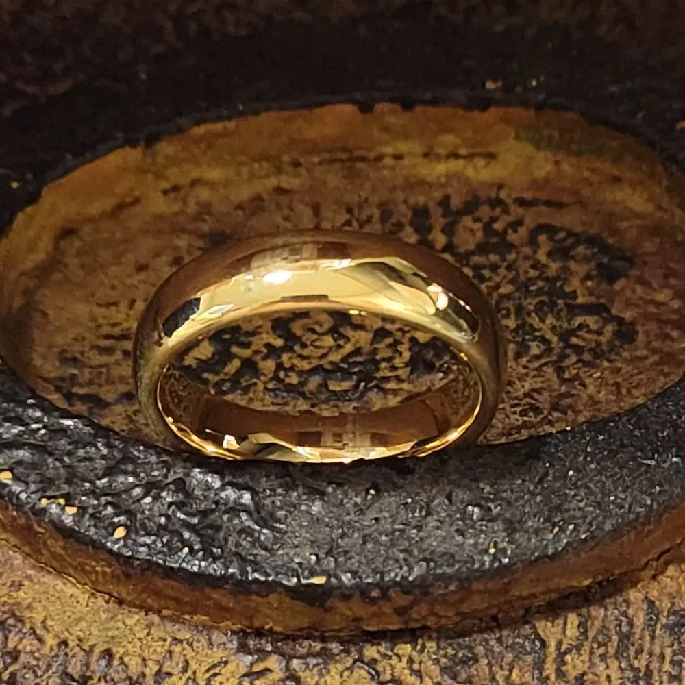 Men's Gold Tungsten Wedding Ring Band - Gold Wedding Ring For Him - Picture 7 of 8